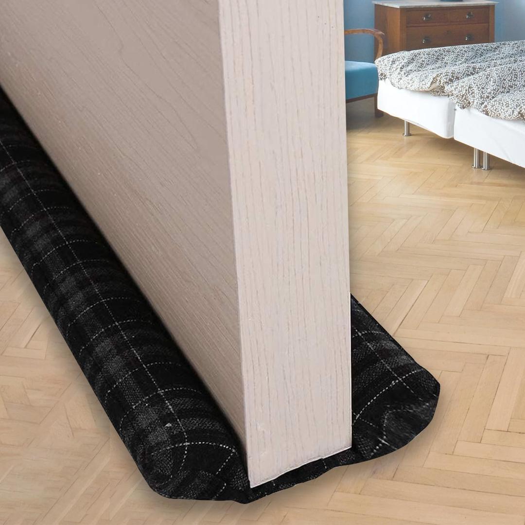 VISEMAN 36 Inch Under Door Stopper - Noise Blocker & Draft Stopper - Machine-Washable Checker Ink Cloth