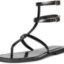 The Drop Women's Casper Gladiator Thong Ankle Sandal (7.5, Black)