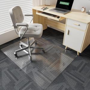Chair Mat for Carpet, 36" x 48" Office Chair Mat for Carpeted Floors, Non-Slip Carpet Protector Floor Mat with Grips, Plastic Heavy-Duty Rolling Desk Mat for Home Office and Gaming (Clear)