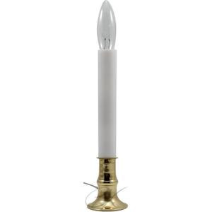 Darice Brass Plated Candle Lamp, 9 Tall  Classic Window Candle with 7-Watt Glass Bulb Included, Automatic Light Sensor, Electric Candles with Bright, Warm Light