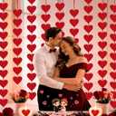 100 Hearts Felt Valentines Garland Valentines Day Decorations 4 Pack (Each 10ft) Heart Hanging String Garland Galentines Day Wedding Anniversary Birthday Home Decor Windows Background Party Supplies