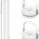 40 oz Leak Proof Handle Flip Straw Lid Replacement Compatible with Stanley 40 oz Quencher Travel Tumbler, 2 Pack Spill Proof Tumbler Covers Fit for Stanley Cup Accessories (White)