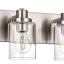 6 Light Vanity Light Brushed Nickel Bathroom Lighting Fixtures Over Mirror, Modern Bathroom Light with Clear Glass Shade, Farmhouse Vanity Lights