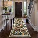 Zealude Washable Kitchen Runner Rug, Floral 2x6 Rug Runners for Hallways, Washbale Non Slip Beige Rugs, Soft Low Pile Carpet for Bedroom Entryway Laundry Room