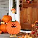 Halloween Pumpkin Goose Outfit, Porch Goose Outfits Yard Lawn Geese Statue Costume Clothes 23" Plastic Geese Duck Clothing Hat Set for Outdoor Patio Garden Decorations