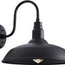 16 Inch Dome Barn Light for Porch, Large Gooseneck Outdoor Light Fixture for Farmhouse, Barn Style Exterior Patio Wall Lights for Garage, Black Outside Wall Sconce for Front Door, House