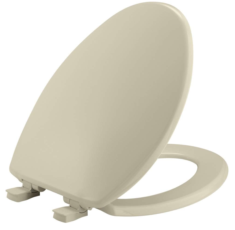 Bemis 7300SLEC Slow Close Toilet Seat, Easy Clean Hinges and Durable Plastic Seat, Made in USA, Elongated, Bone
