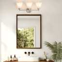 LOUSACE 3 Light Bathroom Vanity Light Vintage Brushed Nickel Bathroom Lighting Fixtures Over Mirror, Traditional Wall Sconce Lighting with Opal Glass Shade, Nickel Vanity Lighting Fixture, 24.2'' - 3 Lights