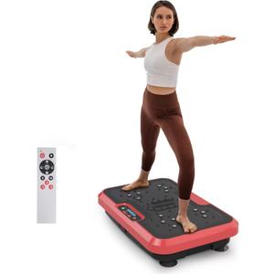 Vibration Plate Exercise Machine with Remote Control - Full Body Workout Platform with 200 Speed Settings for Weight Loss & Muscle Toning - Quiet Home Fitness Equipment, Supports 330lbs (Red)