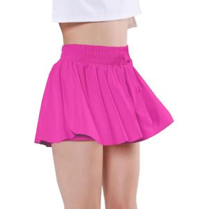 EXARUS 3 Pack Girls Shorts Butterfly Flowy Athletic Skort Dance Cheer Outfits Teen Running Skirts Preppy Tennis 2 in 1 Flutter Gym Kids Tween Clothes (Pink, 10Y)