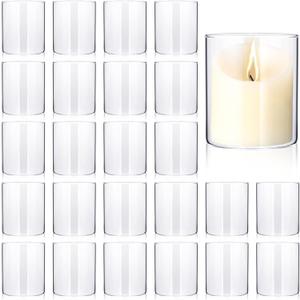 24 Pcs 4 Inch Tall Glass Vases Bulk Clear Cylinder Flower Vases Transparent Candle Holder Wedding Table Centerpieces Decoration Bulk for Home Dinners Party Event