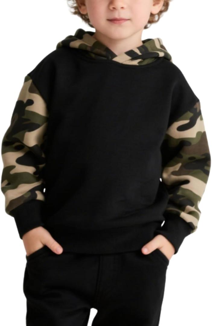Size 2-6 Years Toddler Boys Color Block Hoodie Sweatshirt Tops Kids Boys Casual Long Sleeve T-Shirts Tops Camo