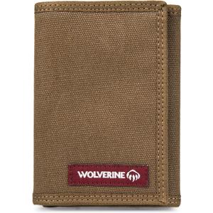 Wolverine Mens Bifold Wallet | RFID Protection | ID Window | Card Slots | Bill Pocket | Durable | Leather | Canvas (Guardian Hook & Loop - Chestnut)