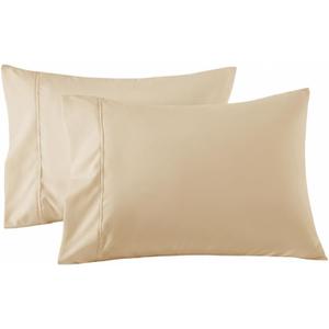 Sand Beige Queen Standard Size Pillow Cases Set of 2, 100% Egyptian Cotton Pillowcases, Cooling Pillow Cases for Hot Sleepers, Soft Breathable Pillow Case Covers, Bed Pillow Covers