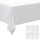 ZEBWAY 6 Pack Premium Disposable Plastic Tablecloth 54 X108 Inch Rectangle Solider Color Heavy Duty Table Cover for Dining Tables, Parties and Holidays Decorative (White)