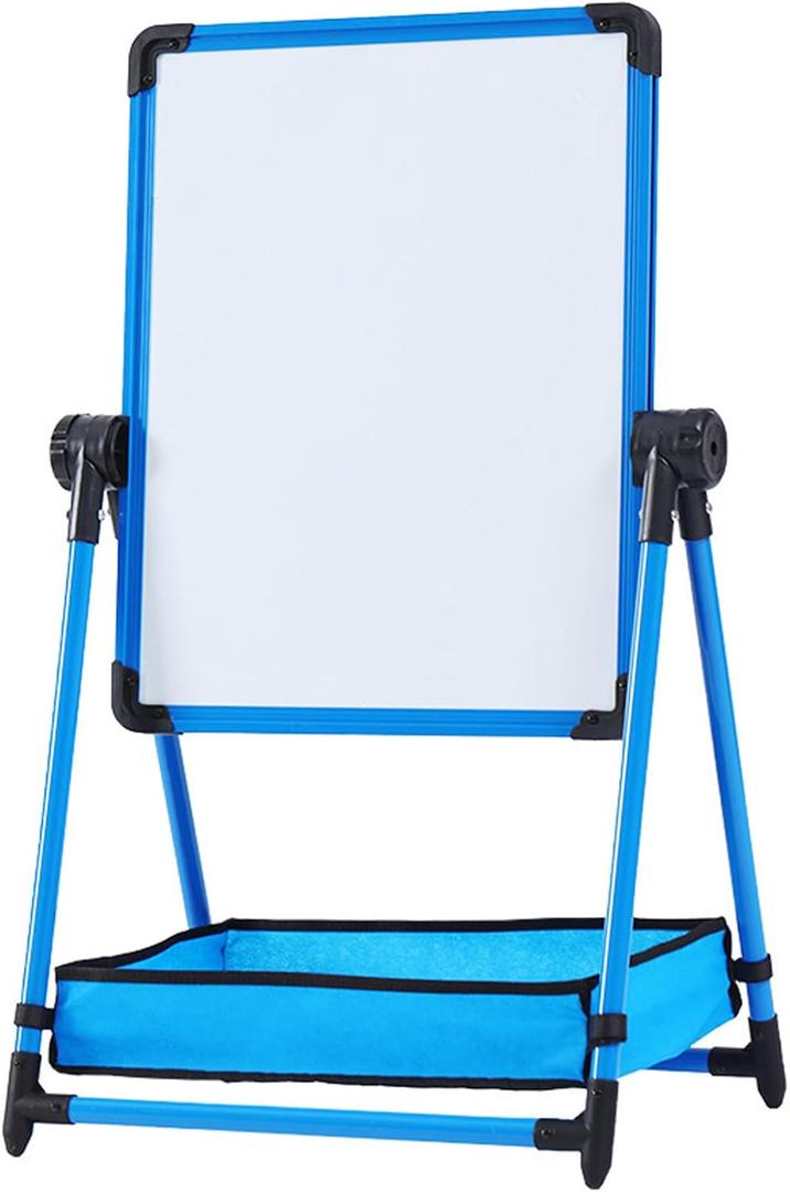 Walbest Dry Erase Board with Stand, 23.5"x35" Double Sided Portable Writing Whiteboard with Storage Basket, Height Adjustable Rotating Magnetic Whiteboard for Home, School, Restaurant Blue