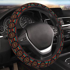 Native American Steering Wheel Cover, Red Auto Steering Wheel Protector Universal Car Accessories Neoprene Interior Decor Protection 15 Inch Fit US SUV Trucks Summer for Women Men Pack of 2