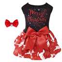 CuteBone Merry Christmas Dog Dress Velvet for Small Dogs Girl Reindeer Puppy Dresses Red Dog Clothes CVA04M-D