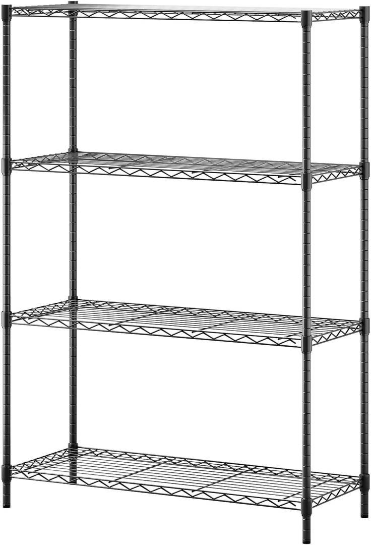 BestOffice | 4-Tier Wire Storage Shelves | 36x14x54 | Black | with Adjustable Racks | Heavy-Duty Metal Shelf, Holds Upto 1000 lbs | No-Tool Assembly | Ideal for Home & Garage Shelving