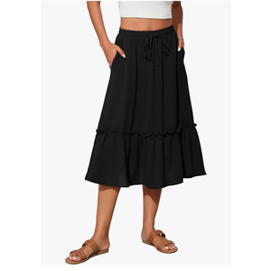 Witsmile High Waist Tiered Skirts for Women Flowy Skirts for Women Below Knee with Pockets 2025 Fashion Trendy 2XL