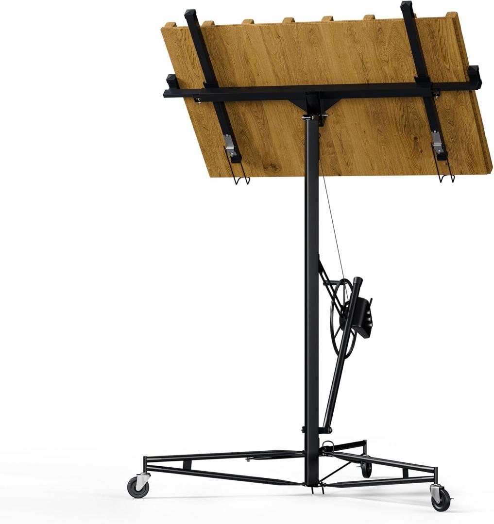 Drywall Lift 16 ft, Drywall Rolling Lifter Panel, 150LBS Heavy Duty Sheetrock Lift, Drywall Lifter Panel Hoist Jack with 360 Adjustable Telescopic Arm & 3 Lockable Wheels (16FT Black)