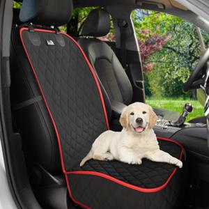 Front Seat Dog Cover for Car, Truck & SUV - Waterproof, Non-Slip Pet Car Seat Cover for Dogs - Durable, Easy to Install & Clean, Front Passenger Seat Protector for Pets & Vehicles (Red)