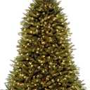 National Tree Company 6 ft Pre-Lit Dunhill Fir Artificial Christmas Tree, 600 Clear Lights, 1,430 Tips, Includes Stand, Green