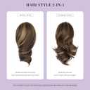 Claw Clip Ponytail Extension - 12 Inch Curly Ponytail Extension, Wavy Pony Tails Hair Extensions, Synthetic Hair Extensions Ponytail, Clip On Ponytails for Women (Dark Ash Blonde With Golden Ends)