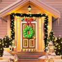 2 x BlissYard Christmas Door Cover 71x35 Inch Gingerbread House Door Banner Merry Christmas Winter Porch Sign for Front Door, Farmhouse Holiday Entry Decor Indoor Outdoor Party Hanging Cover