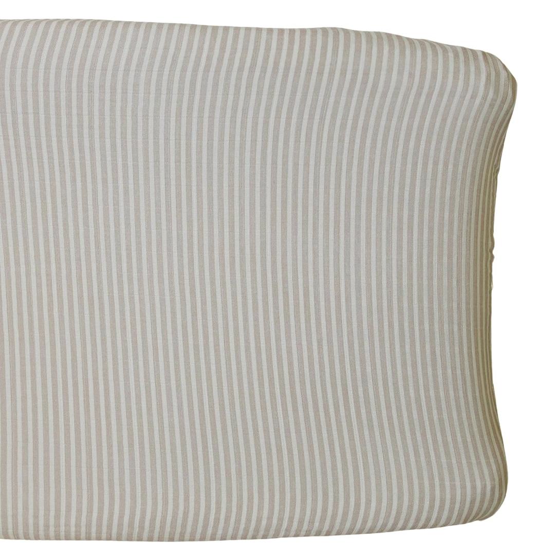 Mebie Baby Changing Pad, Taupe Stripe, 100% Muslin Cotton Changing Table Pad Cover for Baby Boy and Girl, Designer Nursery Decor Covers, Diaper Changing Pad Cover for Changing Station