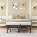 NKZ 24 Inch Queen Size Bed Frame, Metal Bed Frame & Box Spring 2 in 1 Platform with Round Corner Legs, 4000Lbs Heavy Duty Metal Frame, Mattress Slide Stopper, Headboard Hole, Noise-Free, Easy Assembly
