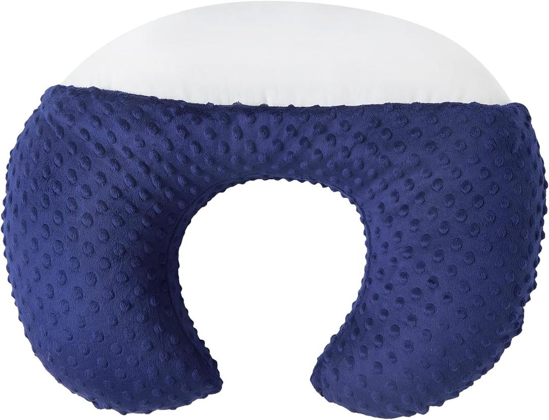 Nursing Pillow and Positioner Breastfeeding and Bottle Feeding, Propping Baby, Tummy Time, Sitting Support for Baby Boys Girls, with Removable dots Cover (Estate Blue) (22 X 17.7 X 5.9 Inch)
