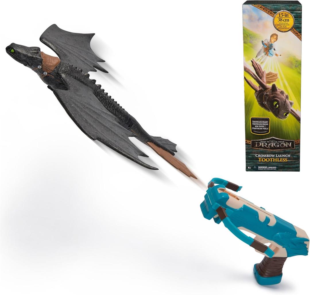 DreamWorks Dragons. How to Train Your Dragon, Crossbow Launch Toothless, Flying Stunt Glider, Kids Toys for Boys & Girls Ages 4+
