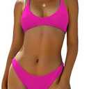 ZAFUL Women's Tie Back Padded High Cut Bralette Bikini Set Two Piece Swimsuit M