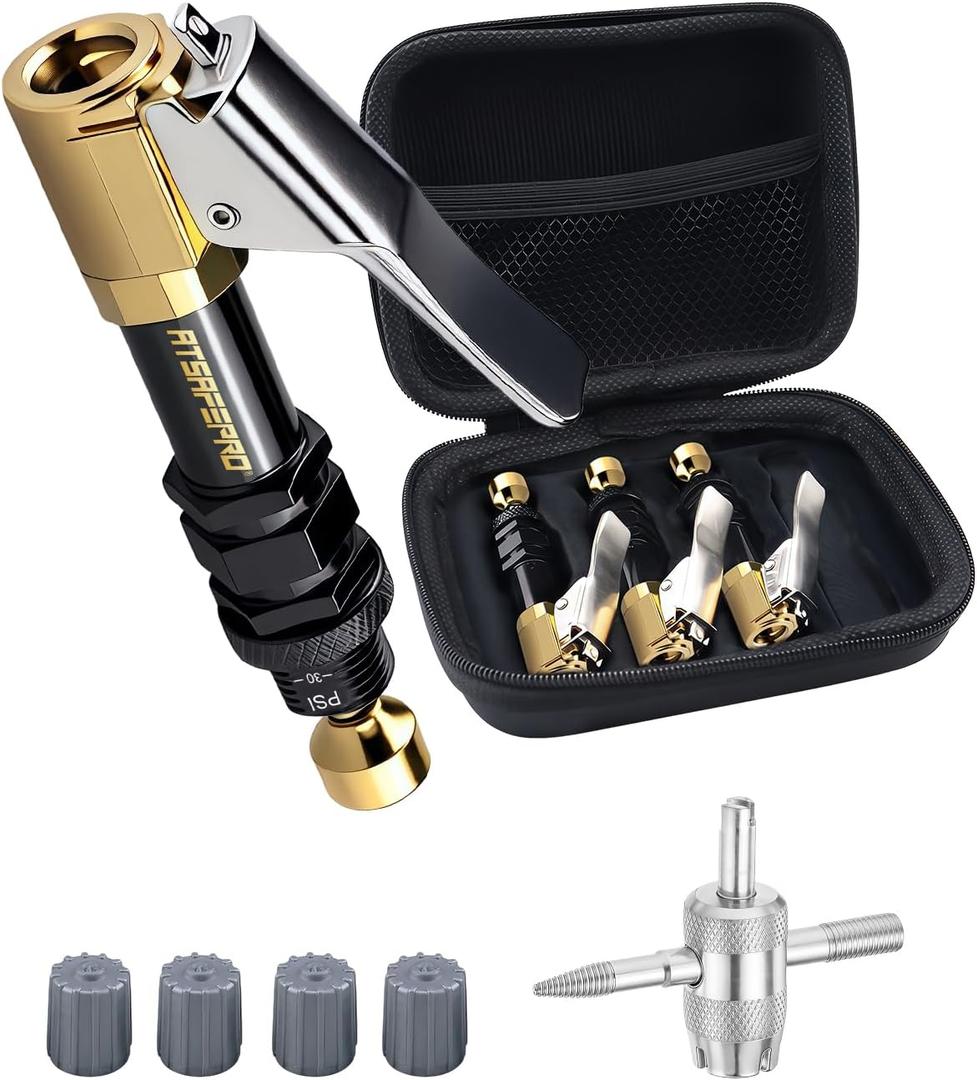 ATsafepro Tire Deflator with Air Chuck (10-30 PSI)  4PCS Fast-Connect Clip-On air Down tire deflators, Adjustable Auto-Stop Offroad Accessories for Off-Road 4x4, Beach Driving & SUVs