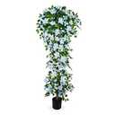 Artificial Bougainvillea Tree -6FT Faux Bougainvillea Tree with Realistic Flowers, Tall Fake Flower Tree for Indoor or Outdoor Decor, Silk Floral Plant for Living Room, Porch, Garden (Blue/ White)