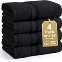 LANE LINEN 100% Cotton Bath Towels 4 Pack (28"x54") - Zero Twist, Mercerized Cotton Large Towel Set for Bathroom - Quick Dry, Soft & Absorbent Large Bath Towel Set - Oeko Tex Certified - Black Towels