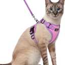 rabbitgoo Cat Harness and Leash Set, Escape Proof Soft Adjustable Vest Harnesses for Outdoor Walking, Easy Control Breathable Kitten Jacket with Reflective Strips, Pink & Purple, S