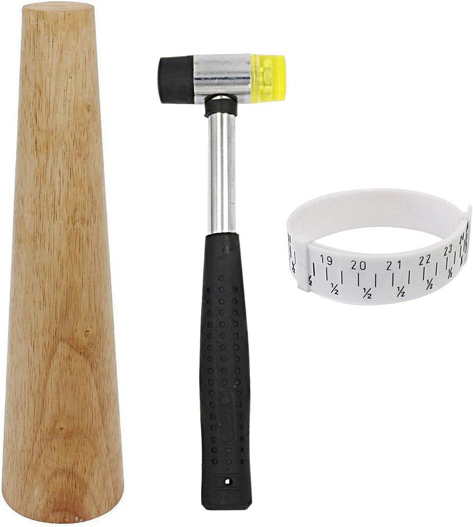 Wood Bracelet Mandrel Round Plastic Wrist Sizer with Jewelers Hammer Rubber Mallet Bangle Shaper Tool Jewelry Making Tools Repair Kit