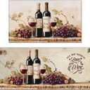 Red Wine Kitchen Rugs Sets of 2, Grapes Vintage Farmhouse Home Kitchen Rugs and Mats, Washable Non Skid Absorbent Microfiber Kitchen Floor Decor Mat 17"x 47 + 17"x 30"