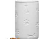 Dog Treat Container Airtight - 9"x5" Large Ceramic Dog Treat Jar for Kitchen Counter, White Dog Cookie Jar with Lid - Farmhouse Style Dog Food Storage Container for Dogs, Cats, Pets