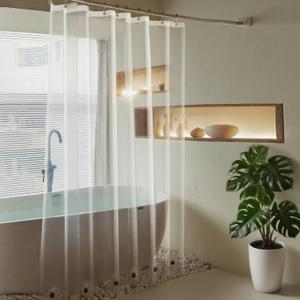 60x74 Inch Plastic Shower Curtain, Clear Heavy Duty Waterproof 74 Inch Shower Curtain Liner Long with 3 Magnets and 10 Rustproof Grommets 60 x 74