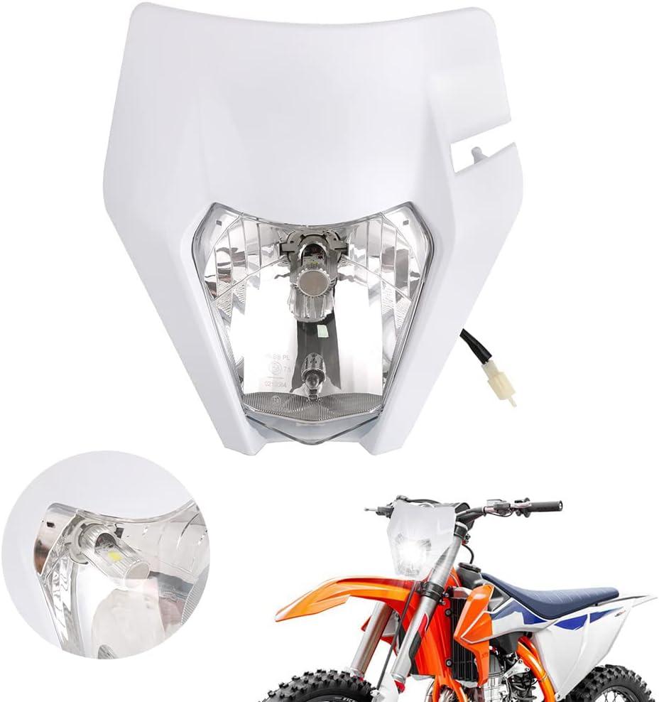 AnXin Dirt Bike LED Headlight,Motorcycle Head Light Kit Universal for EXC SXS SX EXC XC XCF XCW XCFW SXF SMR MX EGS 50 85 125 150 250 300 350 450 500 525 Enduro Supermoto White