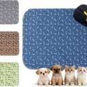 Puppy Pads with Pheromones, Washable Pee Pads for Dogs Potty Training, Reusable Dog Mat with Pet Hair Removal Gloves for Playpen, Crate, Whelping Box (Blue,S)