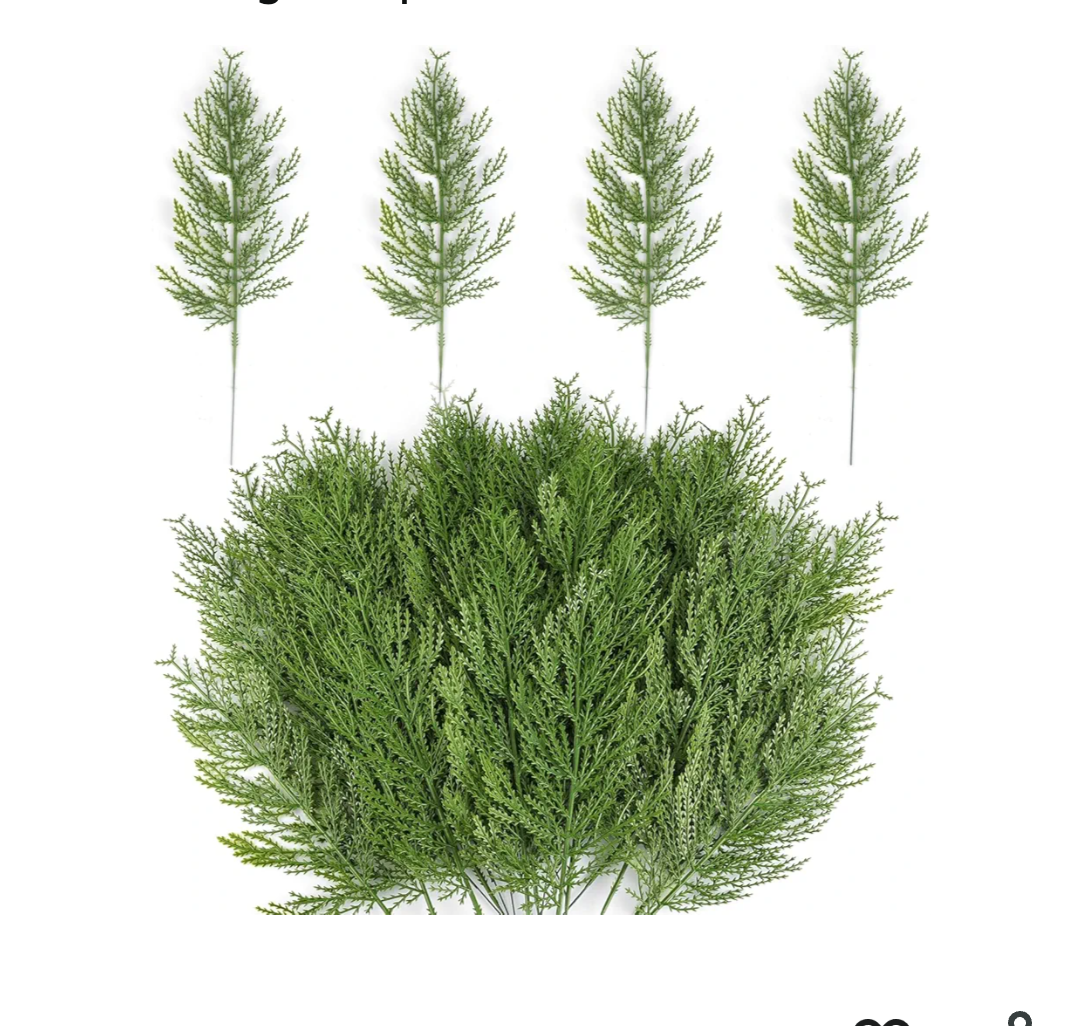 Hananona Artificial Pine Branches,4 Pcs Christmas Faux Cedar Stems, Artificial Faux Cedar Branches, Fake Christmas Greenery Pine Picks for Wreath Craft DIY Home Kitchen Decorations (Green)