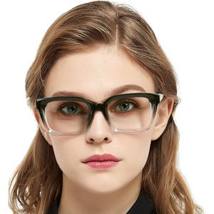 MARE AZZURO Oversized Reading Glasses Women Retro Square Readers (Black+clear, 1.50)