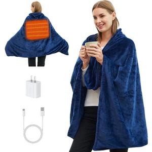 Portable Cordless Heated Blanket for Stadium, Rechargeable USB Heated Throw Blanket for Outdoor, 3 Heat Settings Electric Heated Blanket for Office, Camping, 58”x 38” (Battery Pack Not Included)