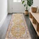 Traditional Vintage Runner Rug for Hallway & Kitchen, Non-Slip Long Rug, 2'x 8' Orange