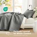 Comfort Spaces Charcoal Oversized King Quilt Set 120"x118" Bedspread Quilted Summer Lightweight Microfiber Bedding Coverlet with Double Sided Stitching Soft All Season Cozy 3 Piece with Matching Shams