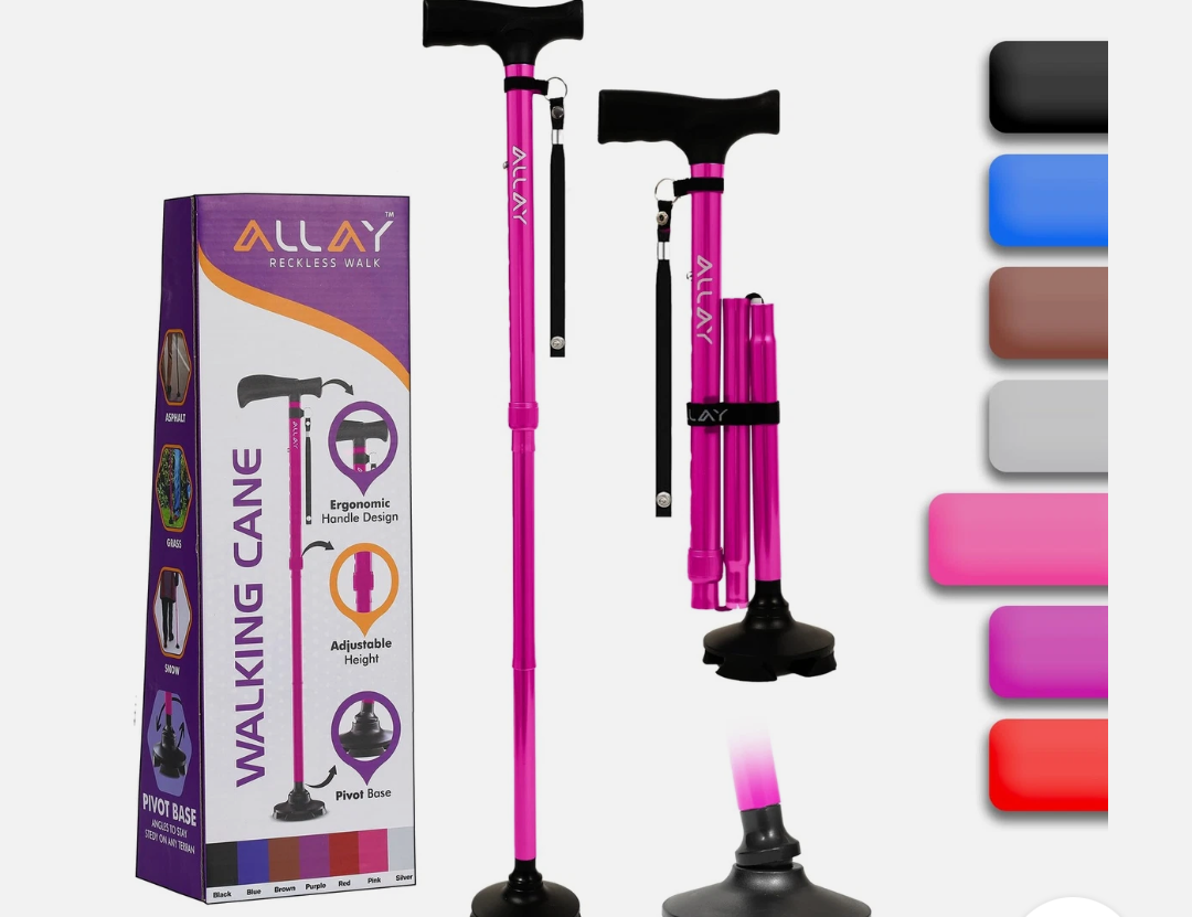 Foldable Walking Cane for Men Women Adjustable Collapsible with Pivot Tip